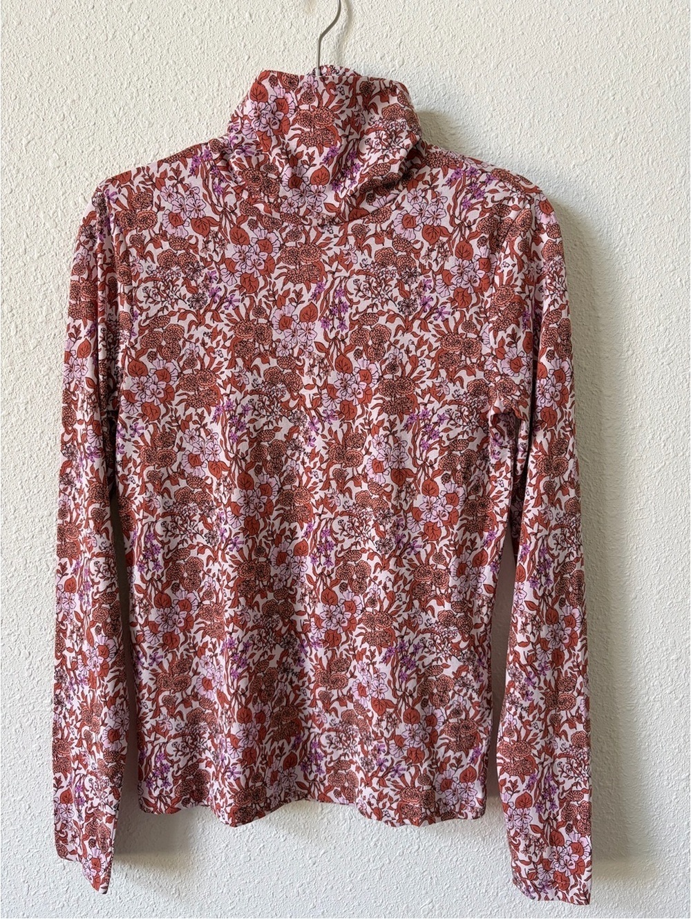 J Crew Tissue Turtleneck in Fête Floral Size XS Colorful Bohemian FLAWED